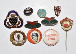 The Beatles Paul McCartney badge by Green Duck Co, Chicago, USA, two Manchester United enamel badges