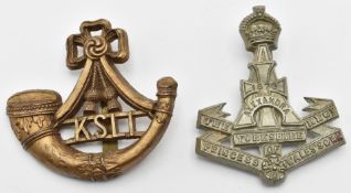 British Army economy badges for the King's Shropshire Light Infantry (A Stanley & Sons, Walsall,