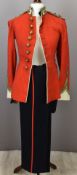 British Army officer's full dress scarlet tunic with brass collar badges and Lieutenant rank