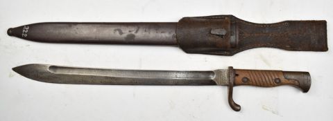 German 98/05 pattern bayonet with wooden grips, flashguard, Waffenbrink Mauser AG Oberndorf AN to