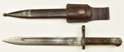 Turkish 1935 pattern Mauser bayonet stamped 124740 and ASFA to pommel, with 25cm fullered blade,