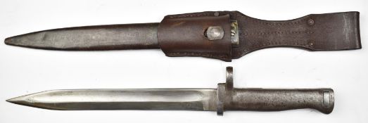 German Ersatz knife bayonet with three quarter muzzle ring, stamped 2785 to crossguard, with 24.