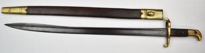 British 1855 pattern Lancaster sword bayonet, some stamps to ricasso, with 61cm pipeback blade and