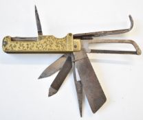 Coachman's knife with twelve 'tools' including hoof pick, saw, key etc. PLEASE NOTE ALL BLADED ITEMS