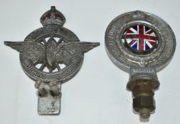 Two vintage or classic car badges comprising Civil Service Motoring Association with crown finial