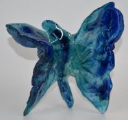 Amanda Brisbane studio glass sculpture in the form of a butterfly, signed and dated 2002, 23 x 23cm.