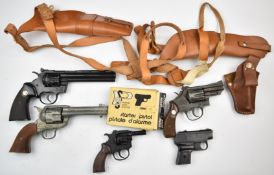 Five blank firing and replica revolvers and pistols including MGC Smith & Wesson Snubnose Magnum,