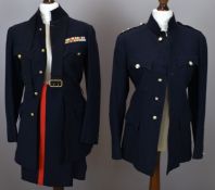 Two British Army Gloucestershire Regiment officer's No1 dress blues jackets, one with medal ribbon