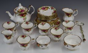 Approximately twenty four pieces of Royal Albert Old Country Roses teaware, six place setting with