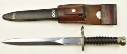 Swiss 1957 pattern SIG assault rifle bayonet stamped W 488239 to ricasso, with 24cm double edged