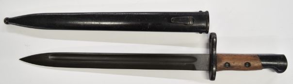 Portuguese 1904 pattern Mauser bayonet stamped 521 to pommel and Simson & Co to ricasso, with 28cm