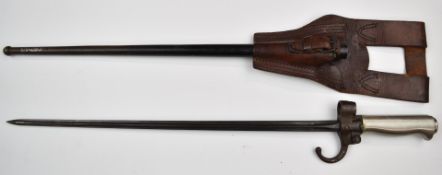 French 1886 pattern Lebel bayonet with 40cm cruciform blade, scabbard and frog. PLEASE NOTE ALL
