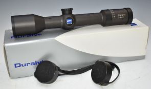 Zeiss Duralyt 2-8x42 rifle scope with lens covers, in original box with related paperwork.