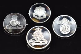 Four hallmarked silver and tortoiseshell sweetheart brooches for Honourable Artillery Company,
