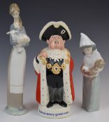Beswick Worthington's Pale Ale mayor jug and two Lladro figures, tallest 27cm