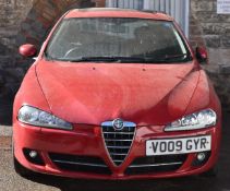 2009 Alfa Romeo 147 1.9 litre diesel car, registration number VO09 GYR. MOT expired 7th November