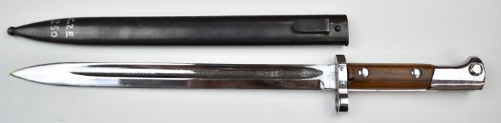 Czechoslovakia 1924 pattern bayonet with wooden grips, CSZ D to ricasso, 29.5cm chromed fullered