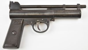 Webley Mark II Target Model.177 air pistol with monogrammed and chequered plastic grips and