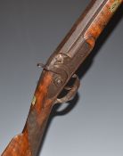 Mills 12 bore percussion hammer action muzzle loading sporting gun with engraved lock, hammer,