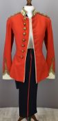 British  Army Gloucestershire Regiment officer's full dress scarlet tunic with gilt collar badges,
