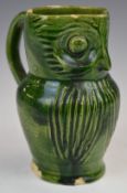 Farnham Art Pottery figural owl jug with Harris stamp to base, height 13cm