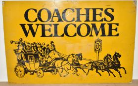 Coaches Welcome sign aluminium pub or similar sign, 61 x 91cm