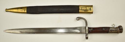 Brazilian 1908 pattern bayonet for Mauser, with wooden grips and 30cm fullered blade with