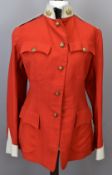 British Army officer's scarlet serge jacket, gilt collar badges and associated buttons, attributed