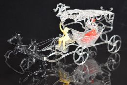 Vintage lampwork and spun glass fairy tale horse and carriage with clear carriage, black rearing