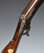 Dumoulin Lambinon Belgian 24 bore side by side pin-fire hammer action shotgun with fine scrolling