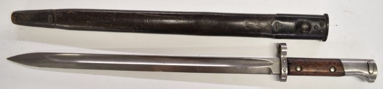 Czechoslovakian sword bayonet marked 199AF under crown to pommel, with 40cm fullered blade and