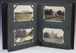 Postcard photograph album featuring Norfolk and the Sherwood Rangers, church parade, field day, band
