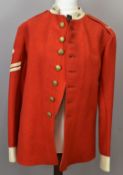 British Army Gloucestershire Regiment other ranks scarlet tunic with Corporal chevrons and pioneer