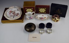 Royal Crown Derby Imari 1128 pattern trinket box, Posies pattern items, Isle of Wight glass and