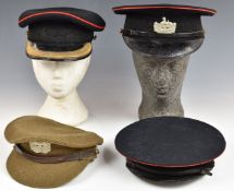 Four British Army Gloucestershire Regiment forage caps, comprising other ranks khaki dated 1953 with