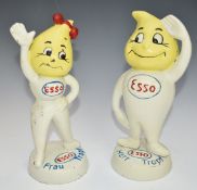 Pair of Esso Mr and Mrs Drip cast iron advertising figures, height 24cm