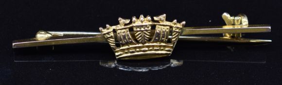 Royal Navy Division Howe Battalion 9ct gold sweetheart brooch / tie pin, 2.7g