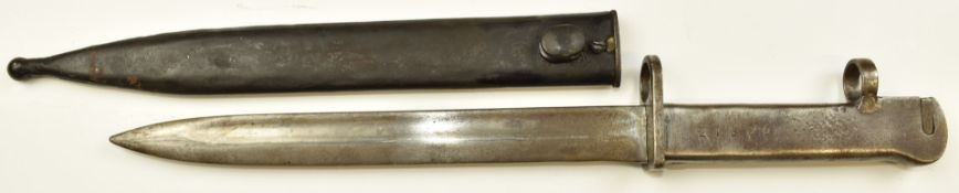 Turkish Ersatz bayonet with double muzzle ring, 21359 and 4085 to grip, with 24cm fullered blade and