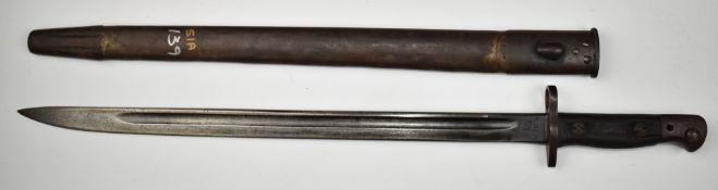 Siamese Lee Enfield bayonet with 'Wild Tiger' stamp to ricasso, a 43cm fullered blade and