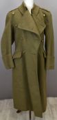 British Army Gloucestershire Regiment officer's khaki greatcoat with rank insignia to shoulder