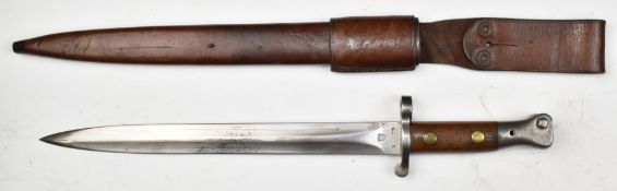 British 1888 pattern bayonet Mk II, with some good stamps to ricasso, a 30.5cm double edged blade,
