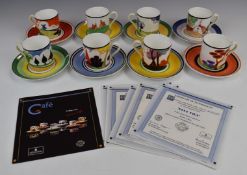 Sixteen pieces of Clarice Cliff for Wedgwood coffee ware