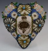 WW1 embroidery sweetheart pin cushion/embroidery for the Grenadier Guards, diameter 19cm