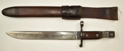 Canadian 1905 pattern Ross bayonet with stepped muzzle ring, good stamps to pommel, 25.5cm