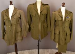 Three British Army Gloucestershire Regiment officer's service dress jackets, one with a pair of