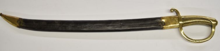 French 1820 pattern short sword / briquet stamped 2, B to the knucklebow, with brass grips and