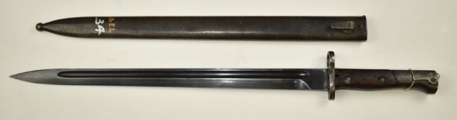 Belgian 1924 pattern sword bayonet made by Fabrique Nationale and widely exported, with 38.5cm
