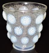 Versalys Les Cabouchons or Gems opalescent glass vase with stylized berry and foliage and internal