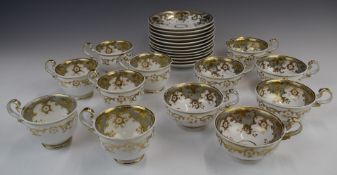 Approximately twenty pieces of 19thC teaware, probably Rockingham
