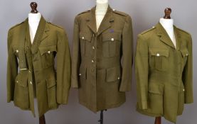 Three British Army Gloucestershire Regiment officer's service dress jackets with associated